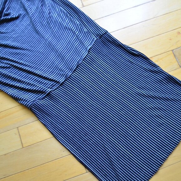 Derek Lam For Design Nation Sz Large Striped Black Combo Drape Neck Dress - Picture 4 of 11